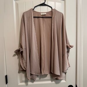 Champagne Silk Kimono Cardigan With Tied Wrists
